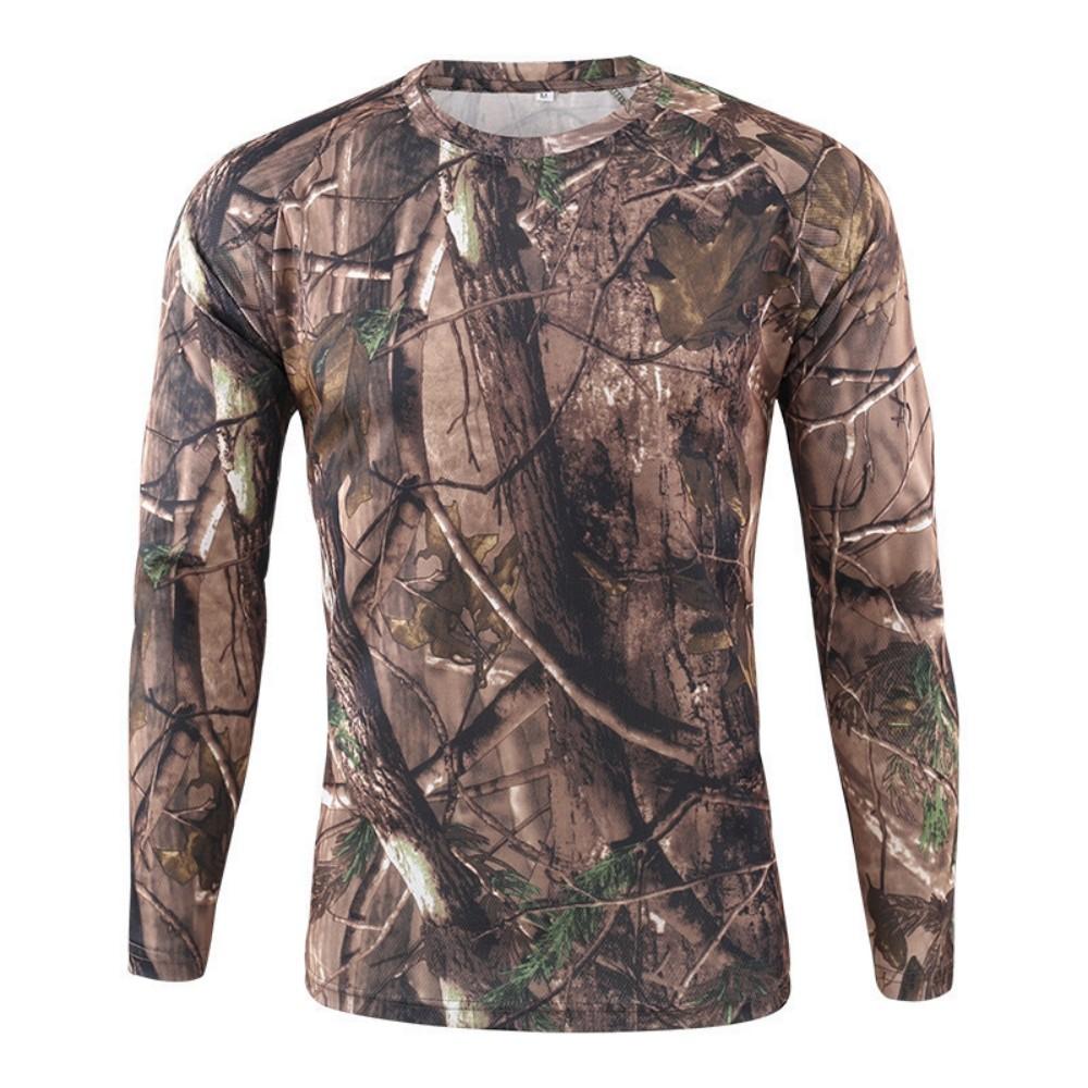 Woodland Camo Long Sleeve T-Shirt Ideal for Outdoor Hunting