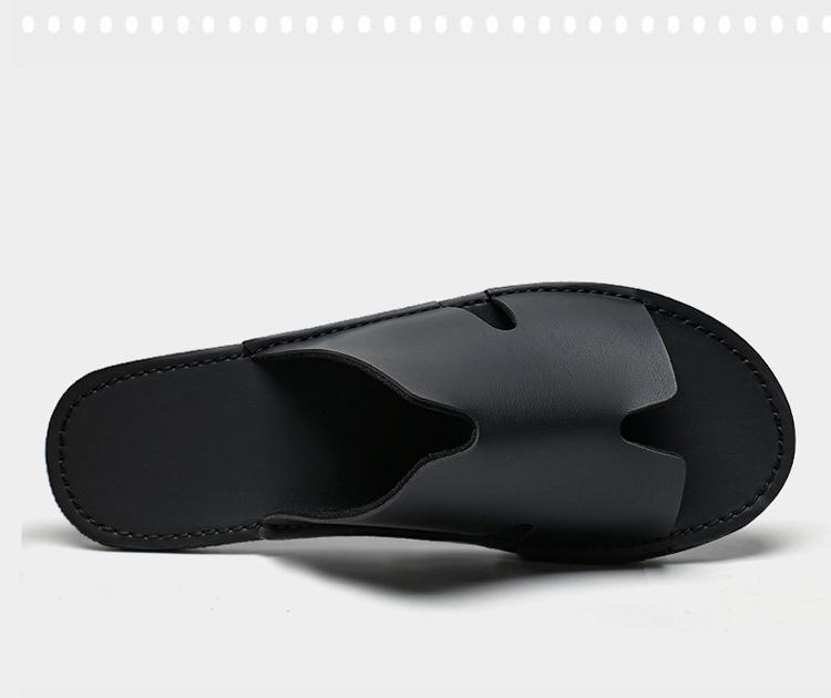 Men's Large Genuine Leather Flip-Flops: Breathable Cowhide Soft Sole Beach Slippers