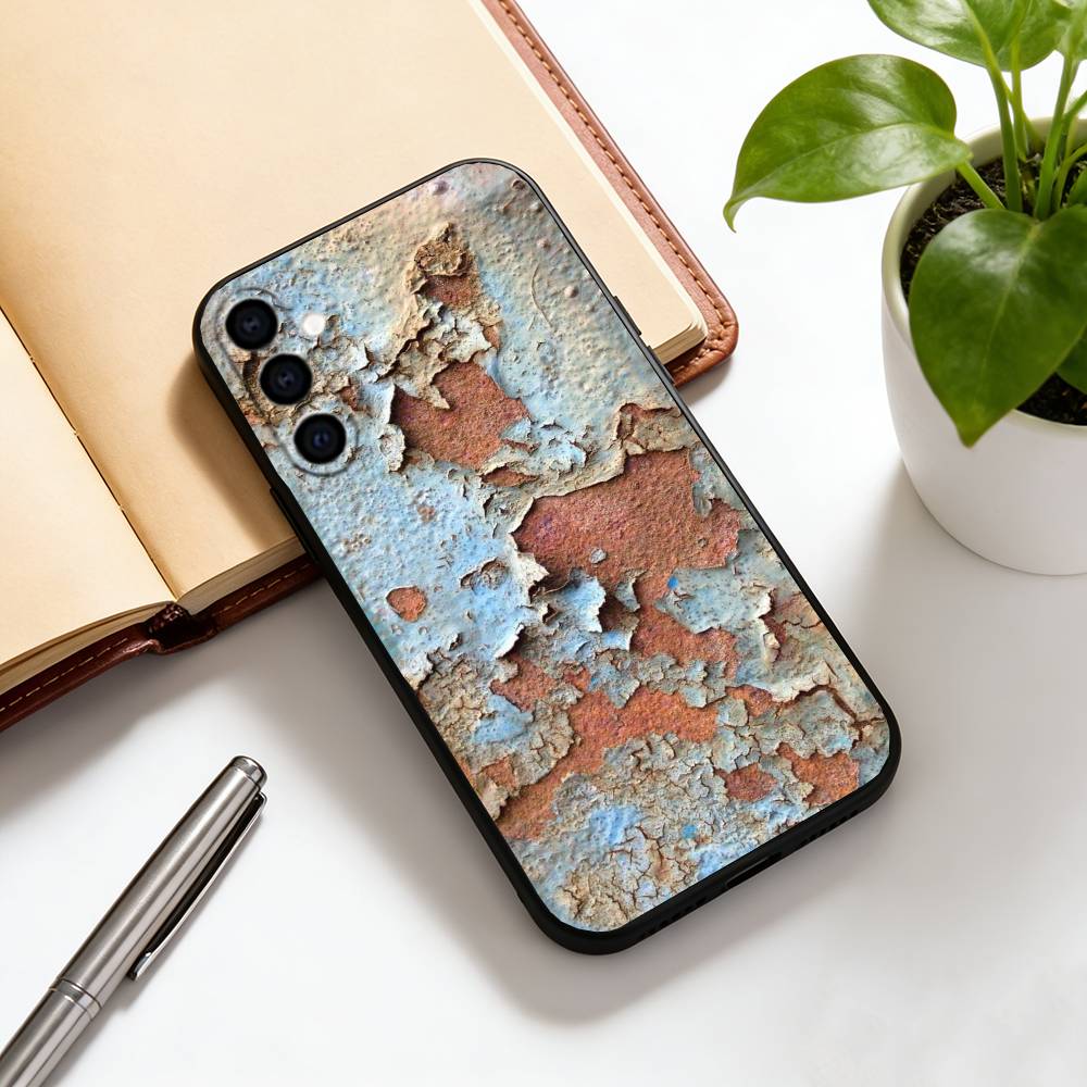 

Retro Industrial Style Rusty Phone Case Black Silicone Soft For Samsung Galaxy A73,A72,A71,A70,A53,A52,A51 Samsung a12