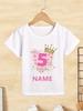 Its My Birthday Crown Butterfly Birthday Number Design 3rd 4th 5th 6th 7th 8th Year Birthday Girl Customized Name Tshirt