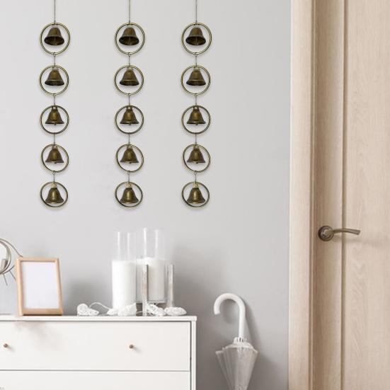 Vintage Hanging Wind Chime Weather-proof Metal Wind Bell Cluster with Chain Retro Outdoor Garden Patio 5/9 Bells Hanging Decoration Ornament