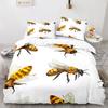 Honey Bee Duvet Cover Set, Black White Printing Bedding Set, Twin/Full/Queen/King Size Crown Quilt Cover for Girls Boys