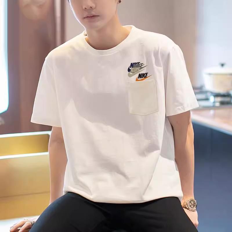 Nike T Shirts Men's White Crew Neck Moderate Straight Fit DV3316-133