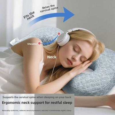 Two Ear Holes Ear Piercing Pillow Ergonomic Cotton Filling Curved Side Sleeping Pillow Breathable Comfortable Earring Pillow