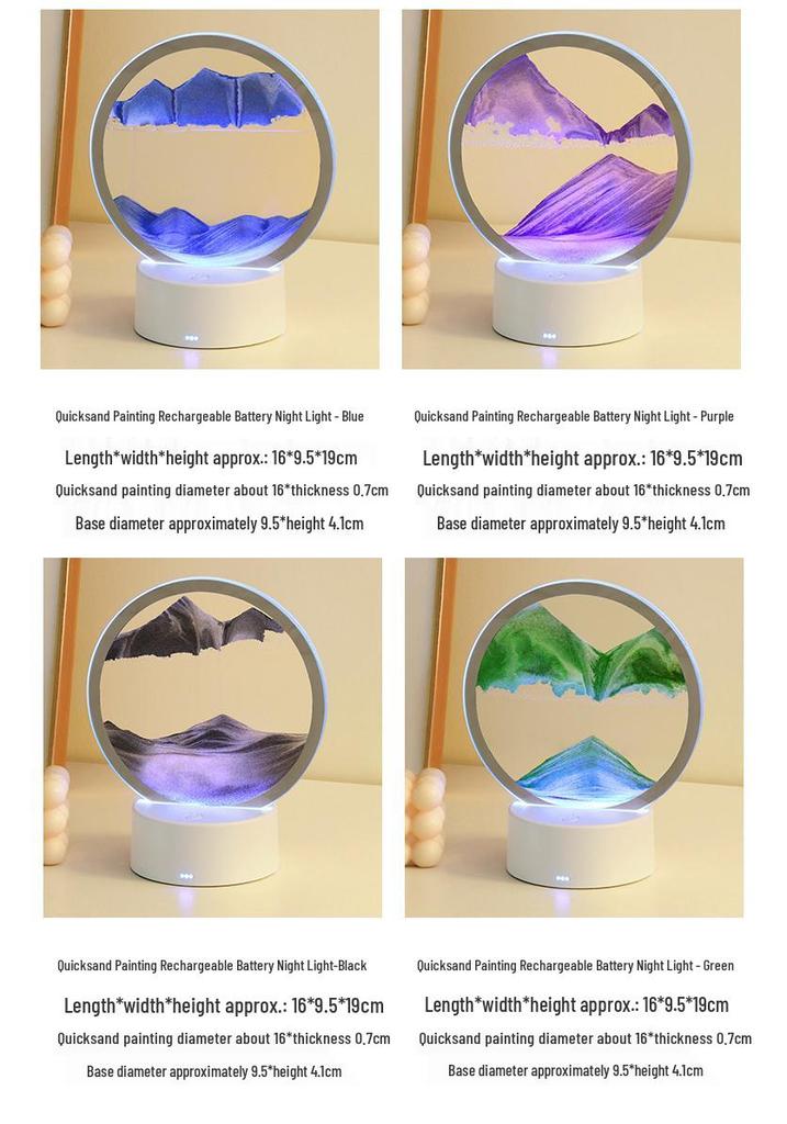 3D Flowing Sand Night Light - Artistic Desktop Decoration Lamp for Bedroom Ambiance
