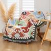 Reversible Jacquard Woven Sofa Blanket Couch Cover Slipcover Throw Towel with Tassels Cartoon Geometric Pattern Armchair Protector