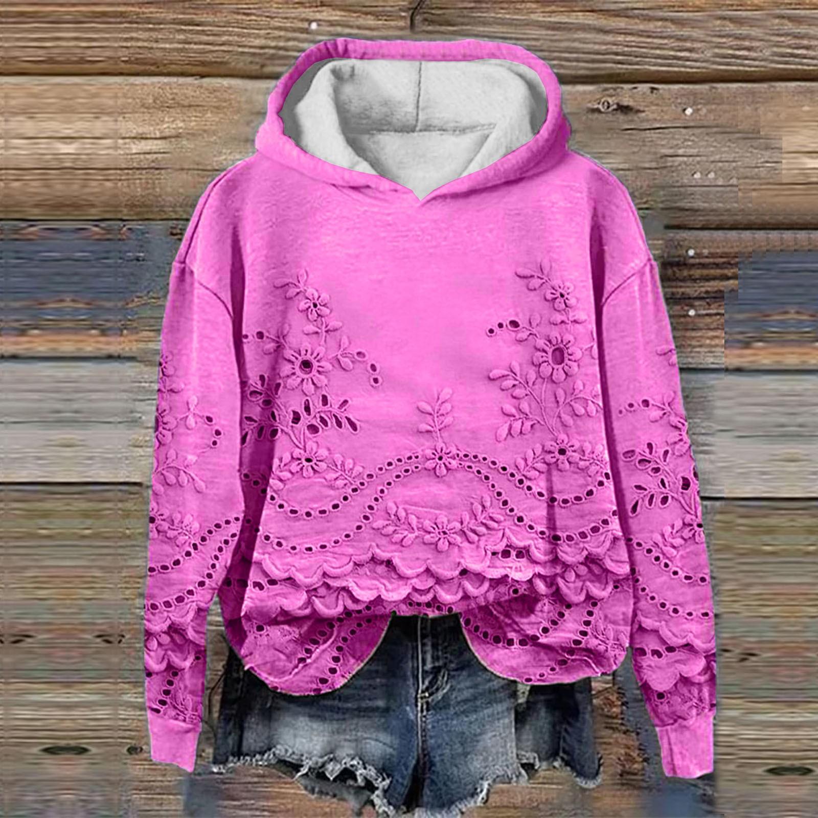 

Женская модная повседневная толстовка с длинными рукавами и капюшоном с принтом, свободная толстовка с длинными рукавами L горячий розовый