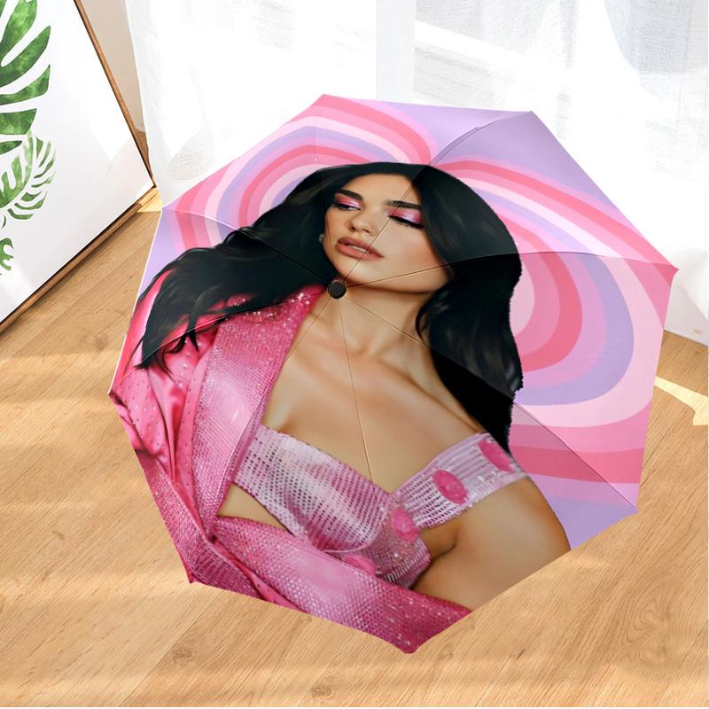 Pop Music Dua Lipa Umbrella Folding Umbrella, Automatic Umbrella 8-Frame for Travel, Camping Use Gift for Halloween Christmas