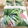 Modern Flamingo Pineapple Print Bedding Set Queen Tropical Plants Leaves Flowers Duvet Cover Hawaiian Islands Floral Pillowcases