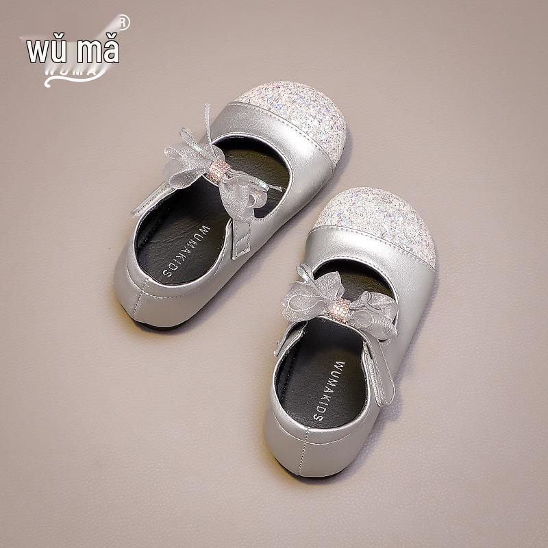 Wuma Mädchen Prinzessin Schleife Pailletten Leder Schuhe - Frühjahr/Herbst Kollektion 2025