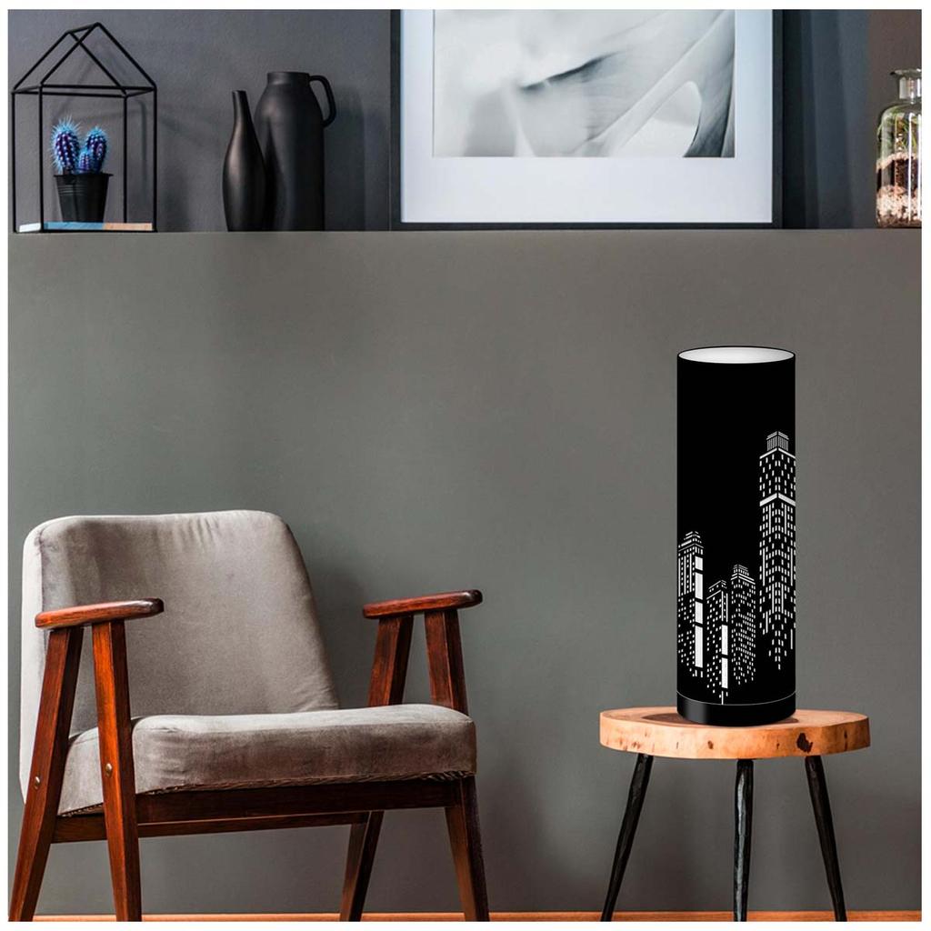 Les Trésors De Lily [A0538] - Lampenschirm Stoff 'Boho' schwarz (Gebäude) - 63 x 20 cm