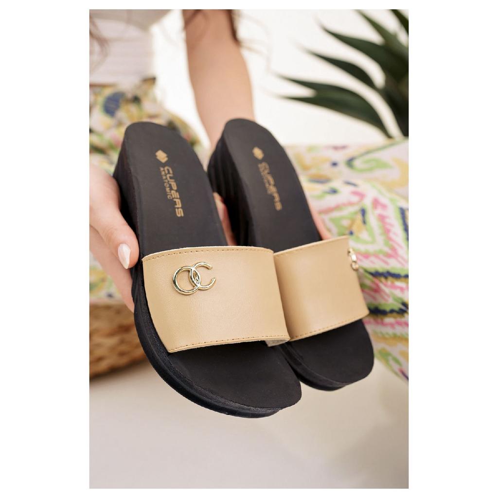 Women's Wedge Heel Slippers Black High Sole Wedding Engagement Graduation Office Work Daily Slippers