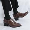 Men's Shoes Large Size Leather Shoes Fashion Men's Business Dress Shoes Groom Wedding Shoes Platform Heightening Leather Shoes