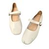 Niche Mori Shallow Mouth Single Shoes 2026 Spring One-word Buckle Flat-soled Women's Shoes Leather Casual Mary Jane Women's Shoes