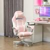 Gaming Chair with Footrest, Head & Lumbar Cushions, Swivel, Height-Adjustable, Pink