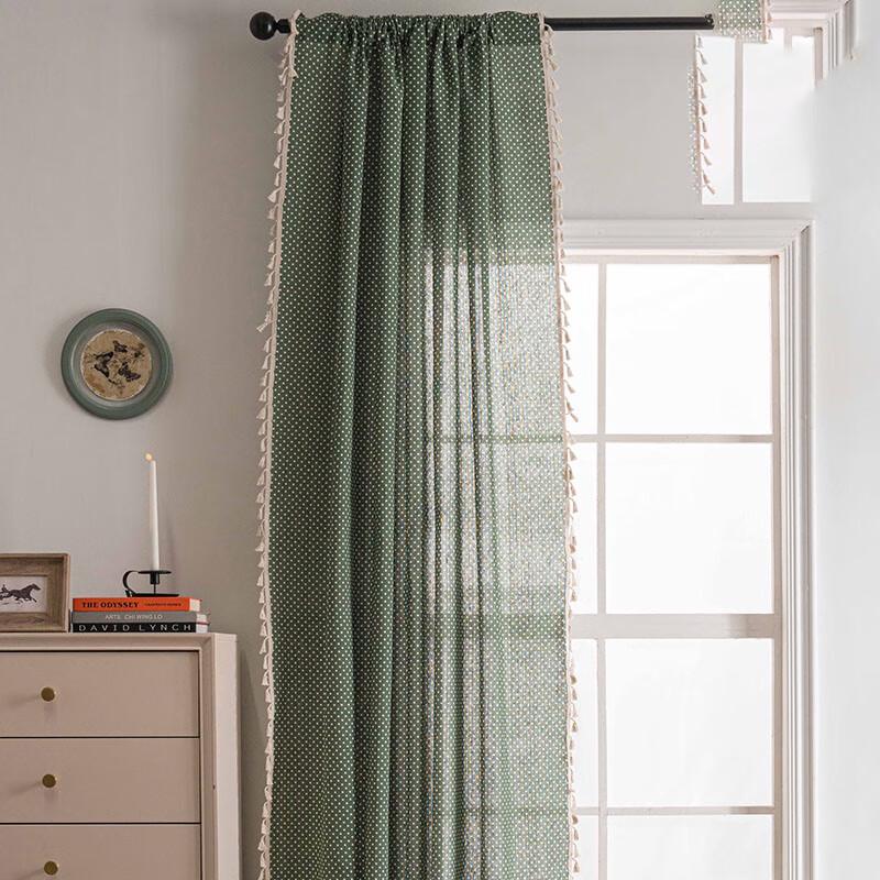 Vintage Plaid Cotton Linen Semi-Blackout Curtain