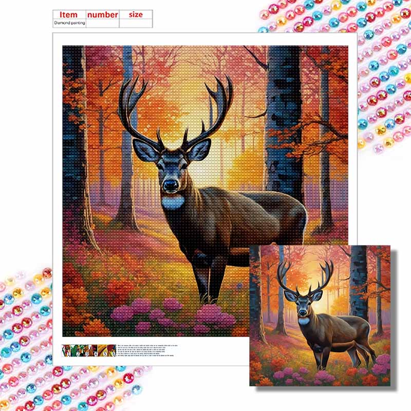 New Arrival 5D DIY Full Circle Diamond Painting "Elk" Embroidery Cross Stitch Home Decor Gift