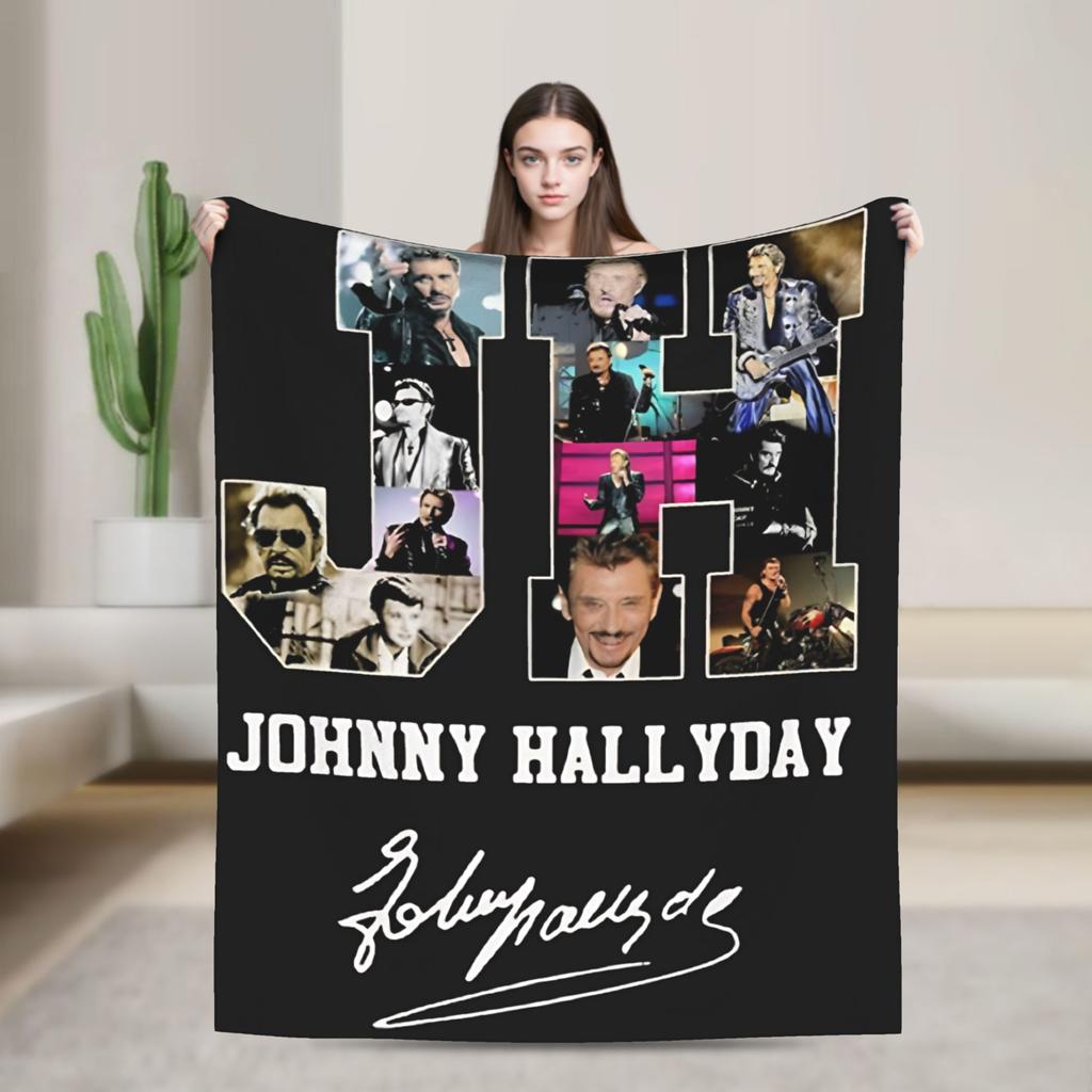Rock Star Johnny Hallyday Blanket Quality Warm  Bedding Throws Winter Decorative Couch Chair Pattern Bedspread