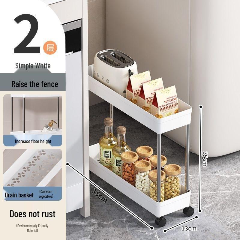 Multi-Layer Kitchen & Bathroom Storage Trolley Rack 35x13x59.5 cm