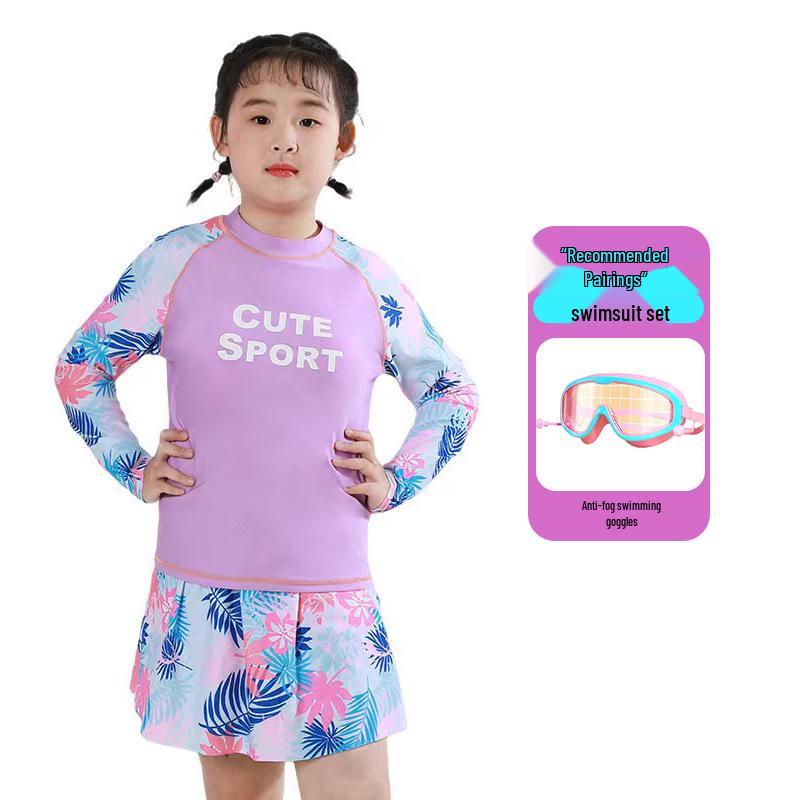 Plus Size Kids' Quick-Dry UPF50+ Swimsuit: Comfortable, High Elasticity, Non-Binding Sun Protection for Chubby Kids, Short & Long Sleeve Options