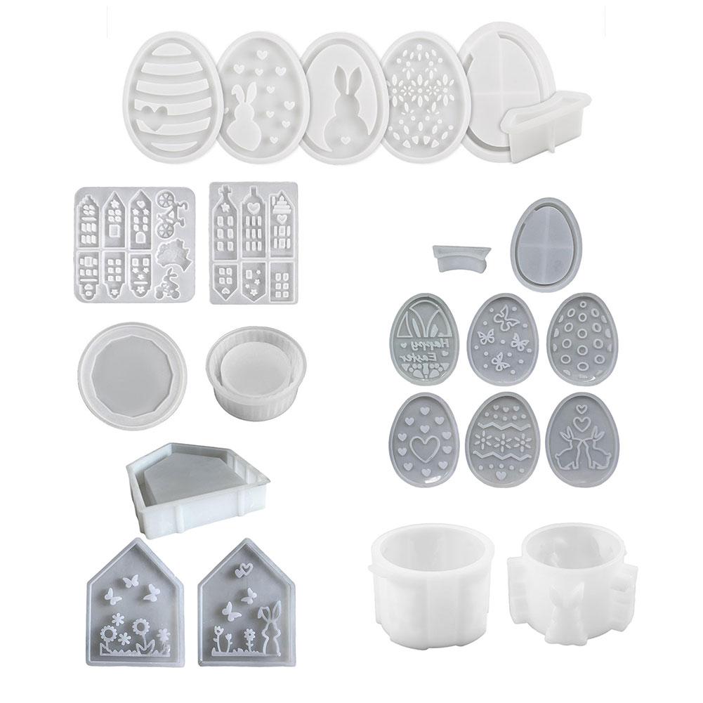 Hollow Easter Egg Rabbit Lamp Silhouette Silicone Mold Plaster Mold Epoxy Resin Casting Mold for Easter Decoration