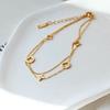 Double Four-Leaf Clover Anklet Delicate Versatile Light Luxury Temperament Fashion Anklet