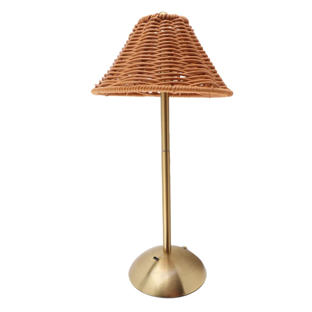 Cordless Boho Rattan Table Lamp Rechargeable Dimmable LED Bedside Lamp Decorative Lighting for Home Restaurant Hotel Dining Table