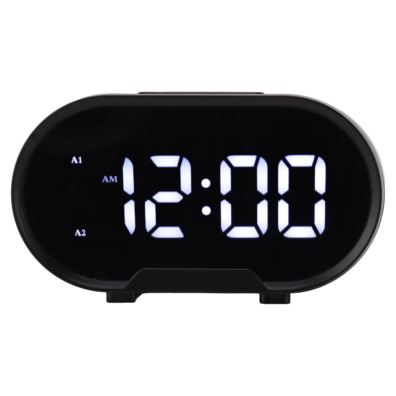 

Digital Alarm Clock USB LED Display White Light Mirror Electronic Desktop Clock for Bedroom Living Room Office Black