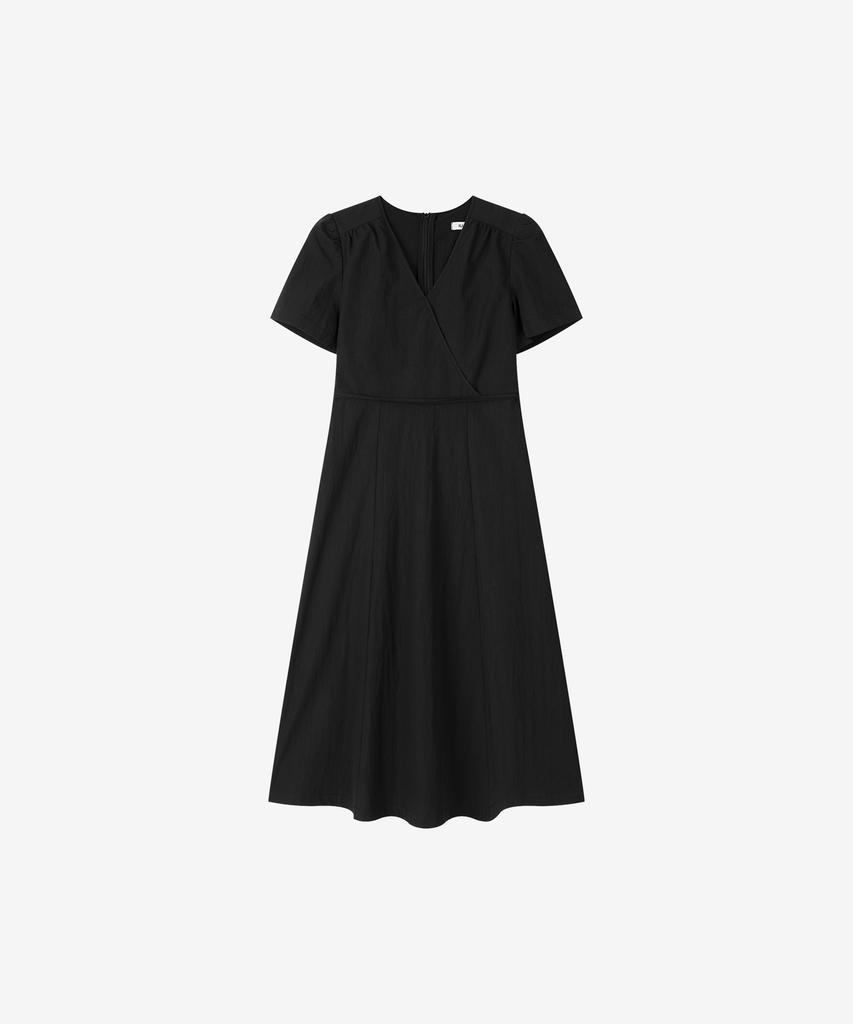 Basica Soft Wrap Cotton Dress (Black)