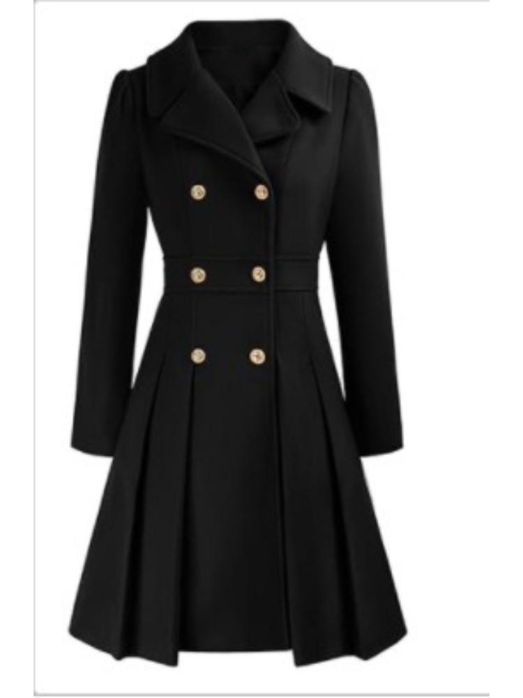 Pink Double Breasted Belted Trench Coat with Notch Lapel and Gold Buttons