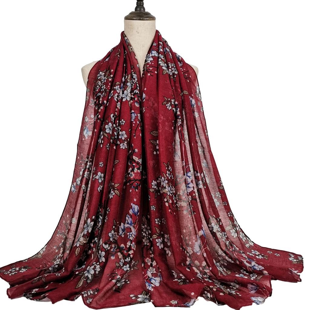 Fashion Women African Black Floral Viscose Scarf Lady Print Soft Voile Shawls And Wraps Female Foulard Echarpe Designer 180*80Cm