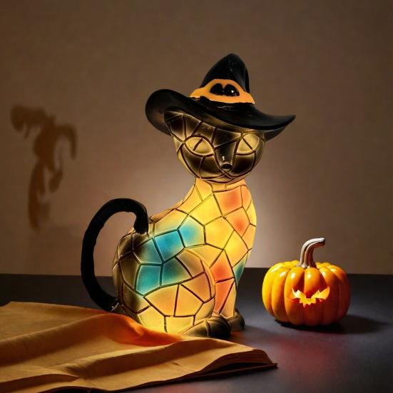 Cat Lamp LED Night Light Soft Warm Glow Halloween Design Energy-saving USB Tabletop Night Light Party Decoration