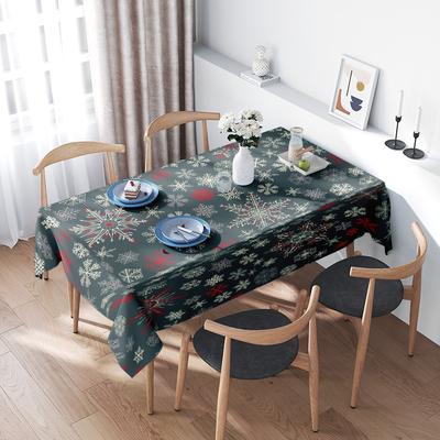 Toalha de Mesa de Natal Floco de Neve Decorações de Jantar de Natal para Decoração de Casa 58x102cm/76x134cm Tecido de Poliéster Preto/Festa de Inverno