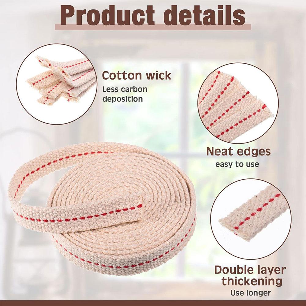 1.1cm/1.3cm/1.5cm/2cm Width 1Meter Long White Flat Cotton Kerosene Lamp Wick with Stitch Braided For Oil Lamps Candle Burner