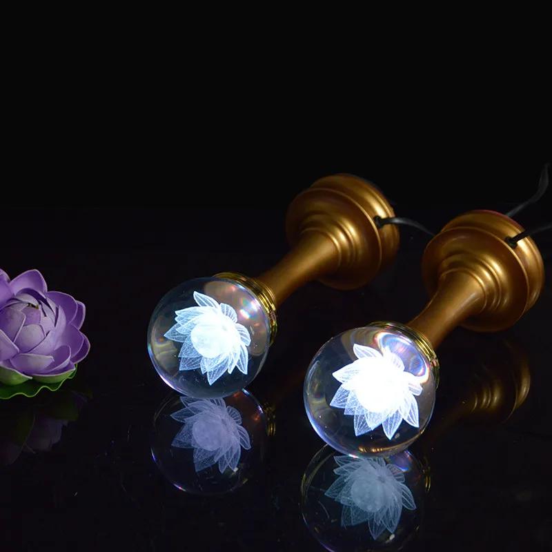 Home decoration, colorful crystal lotus lamp, Buddha supply lamp, Buddha worship LED lamp, Buddhist temple decoration, safe plug
