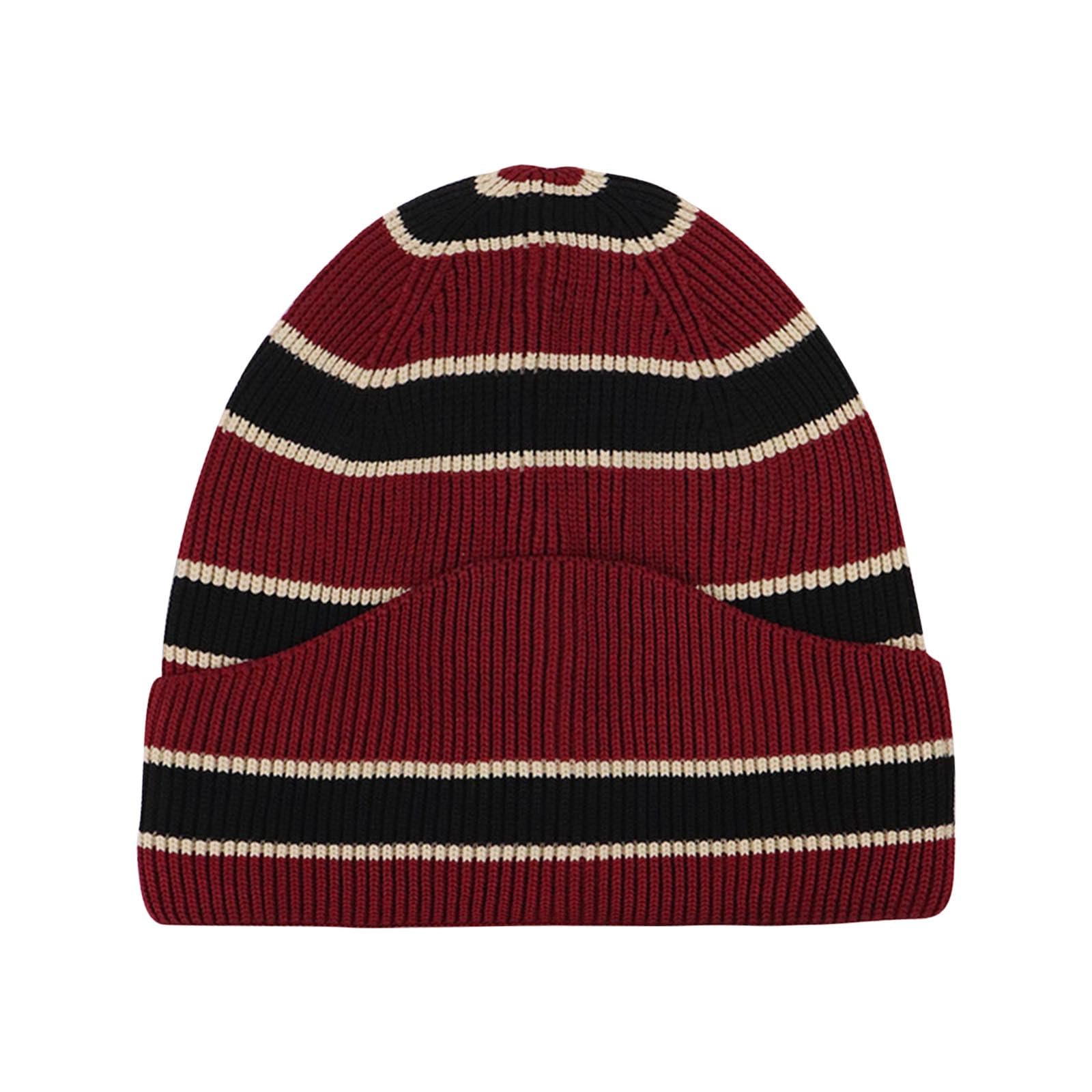 

Мужская и женская полосатая вязаная шапка, большой обхват головы, теплая шапка, мужской ленивый стиль One Size красный