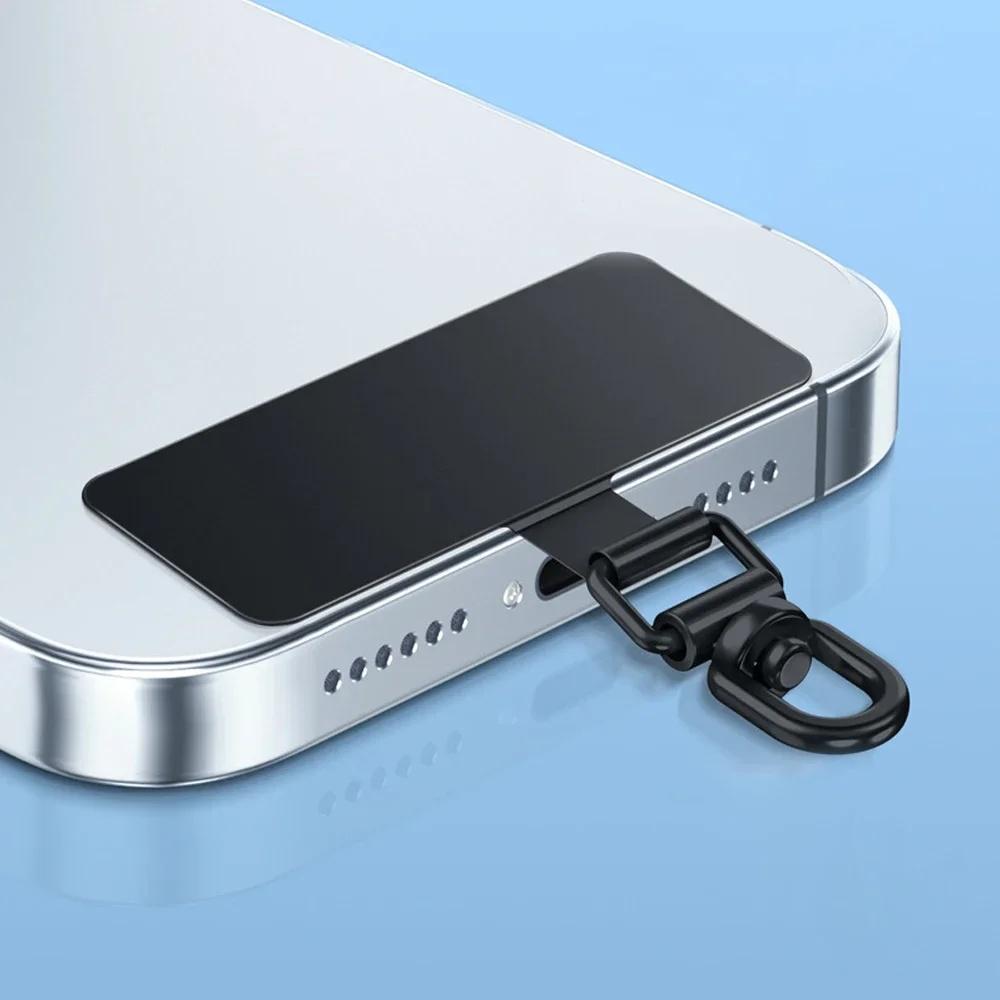 Universal 360 Degree Rotatable Stainless Steel Phone Lanyard Patch Anti-lost Metal Gasket For Cellphone Case Strap Parts Pad