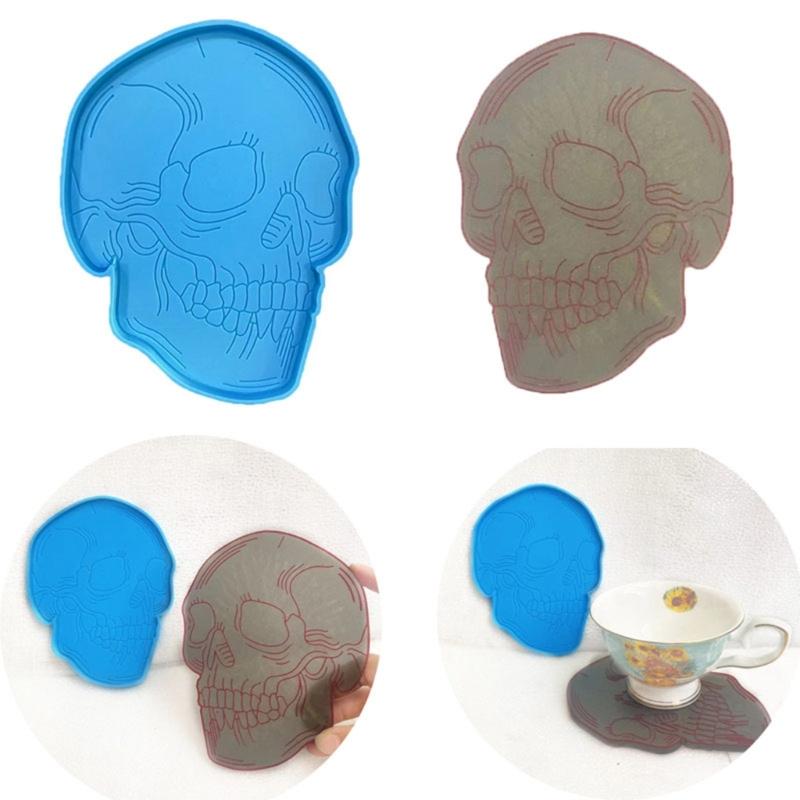 Skull Coaster Molds Skeleton Silicone Coaster Molds Cup Mat Mold Epoxy Resin Casting Mold for Resin Coaster Home Decor