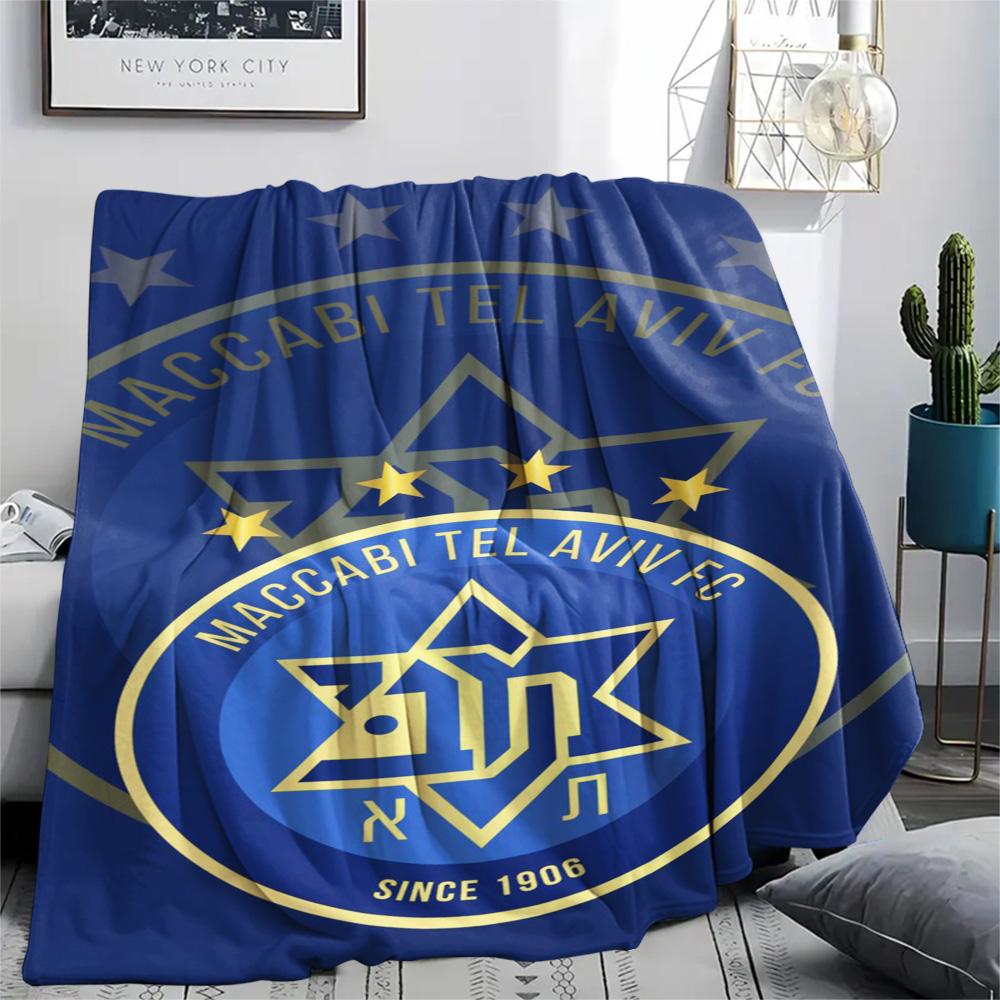 1 Stück Maccabi Tel Aviv FC Aufdruck Flanelldecke Hohe Qualität Warm Bequem Decke für Alle Jahreszeiten Perfekt für Geschenke Heimdekoration