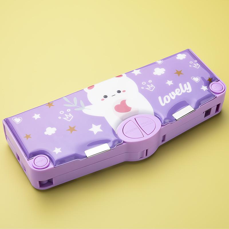 Multifunctional Large Capacity Double Layer Children's Pencil Case for Boys and Girls - Cute Plastic Box