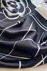 Women' Scarf 90X90 "Black Classic" - Imitation Silk with a Floral Pattern