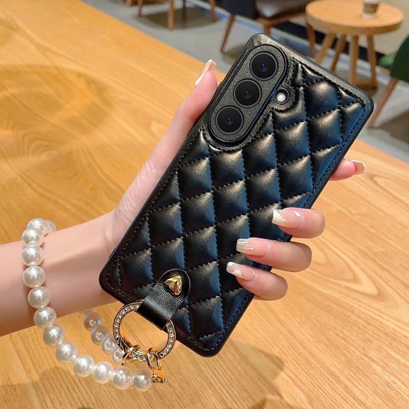 Hülle für Samsung S26 S25 plus ultra mit Perlenarmband Umhängetasche Kette Vollschutz Stoßfest Anti-Fingerabdruck schlicht