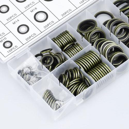 Glvaner O-Ring Seal Washer Set, 10 Types, 150 Pieces, Silicone Rings, Gasket O-Rings, Seal Washers, Rubber and Metal Gaskets, Adhesive Seals, Heat, Oi
