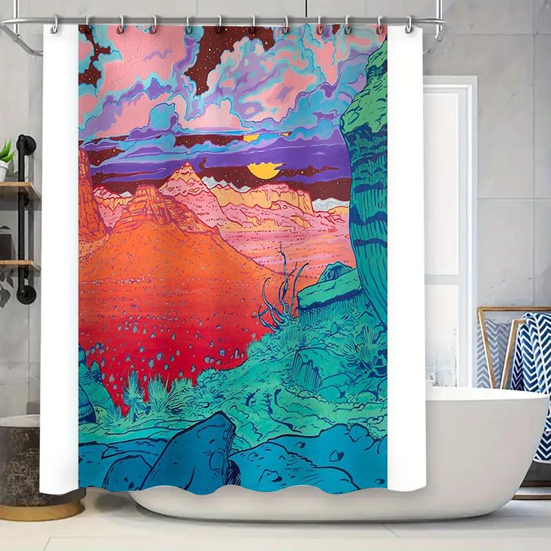 

Bohemian Desert Sunset Shower Curtain Nature Landscape Scenic Backdrop Bathroom Decor Artistic Modern Home Textile Wall Hanging W60H190(CM)-1 Pcs