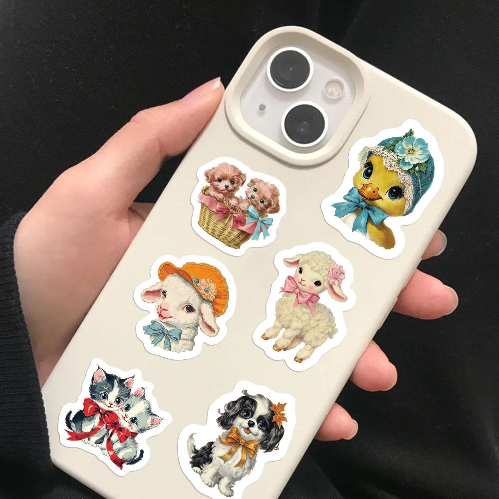 500pcs/Roll Retro Dog Cat Animals Stickers Kawaii Graffiti Decals DIY Suitcase Journal Notebook Cute Cartoon Seal Label Sticker