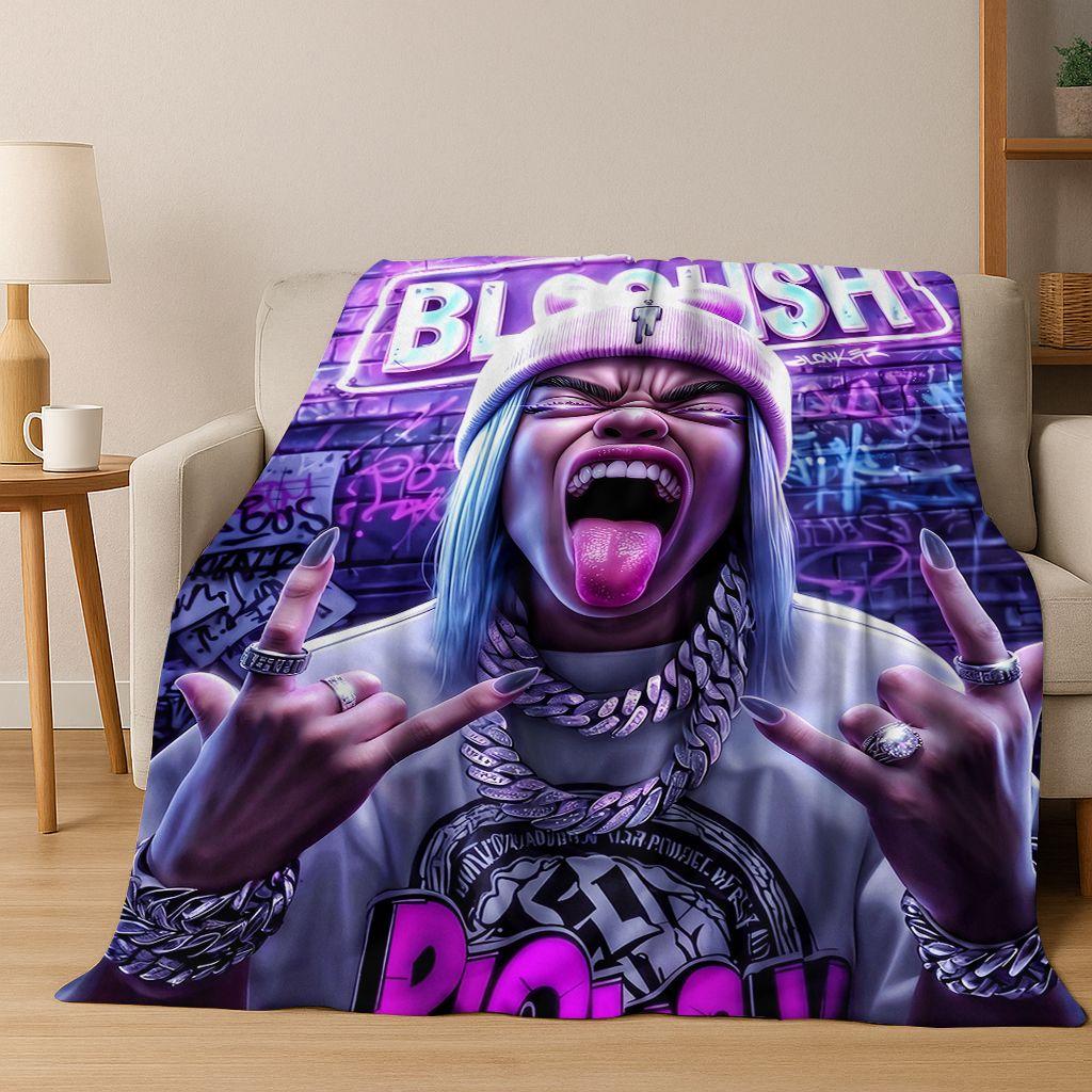 3D Top Rapper Legend Star Art Cartoon Hip Hop Flannel Blanket,Cozy Soft Throw Blanket for Home Bedroom Bed Sofa Cover Gift