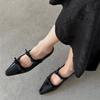 Fashion 2025 New Luxury Bow Tie Mary Jane Women's Pointed Shiny PU Leather Flat Ballet Shoes Bridal Wedding Shoes Zapatillas Mujer