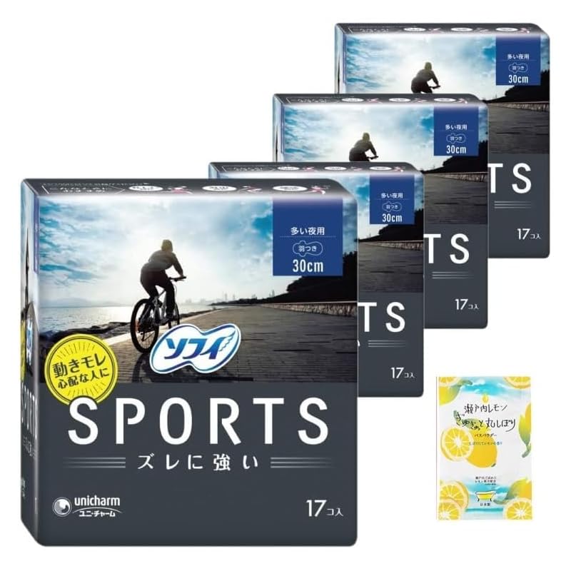 

[Set of 4] Sophie sports (SPORTS) napkin Resistant to misalignment For many nights with wings 30cm 17 pieces + With bonus (Original bath salts)