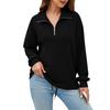 Women's Fashion Lapel Zipper Drawstring Loose Pullover Long Sleeve Casual Sweatshirt
