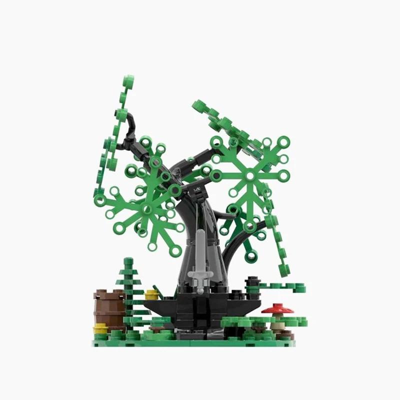 MOC Building Block Toys Are Creative Assembly Toys and Christmas Gifts Featuring a Model of a Small Castle In a Medieval Forest